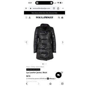 Mauritius Lya Long Leather Jacket in Black Women's Size L